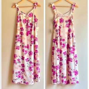 NWT pink lilac cream floral tassel tie midi dress chiffon lined AMELIA 8 or 10